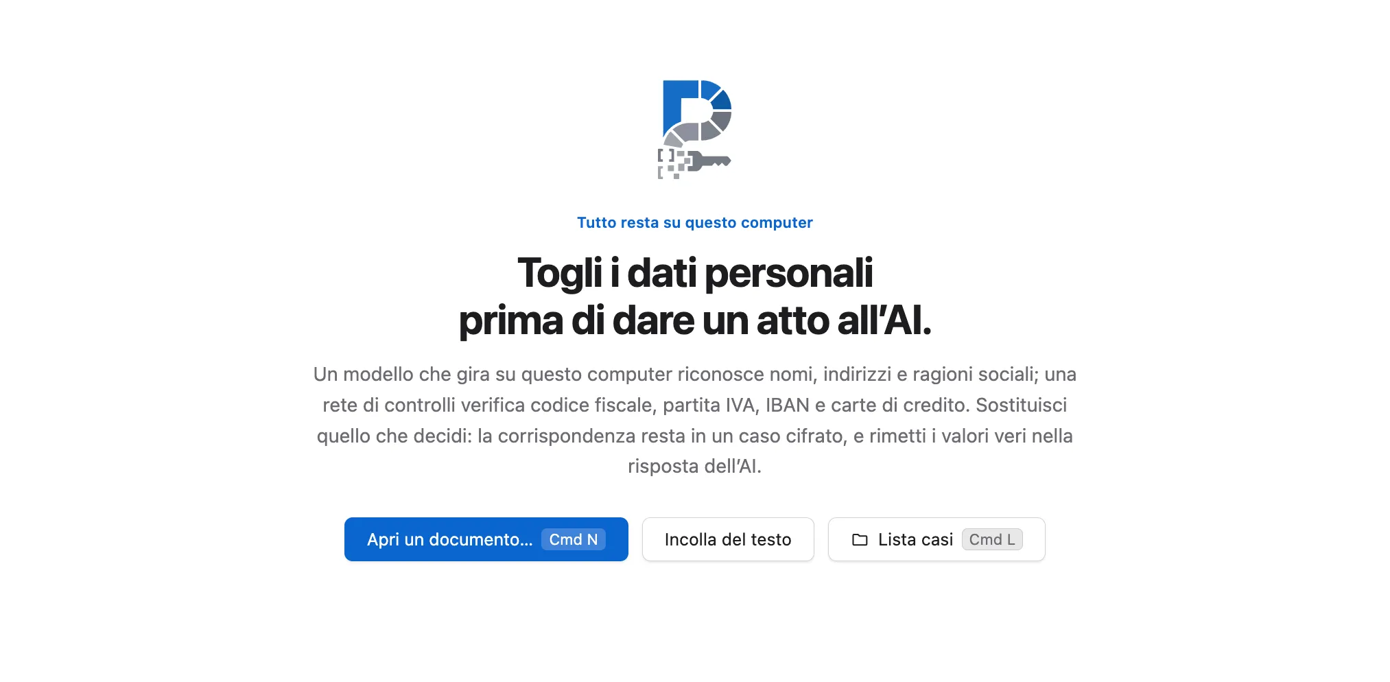 PII Legal - app per anonimizzare e pseudonimizzare documenti in locale